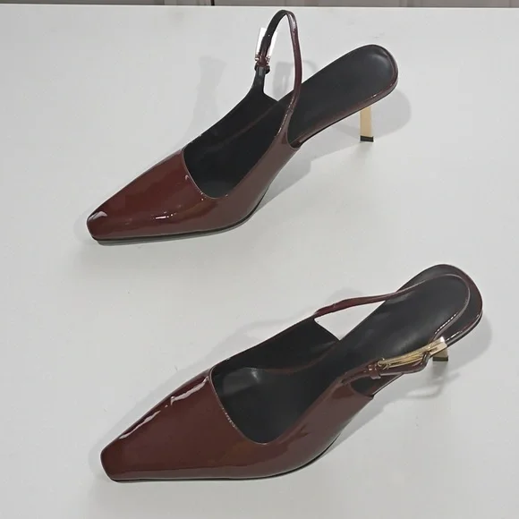 Iiimmu Chic Brown Slingback Heels Size 10 - Picture 13 of 14